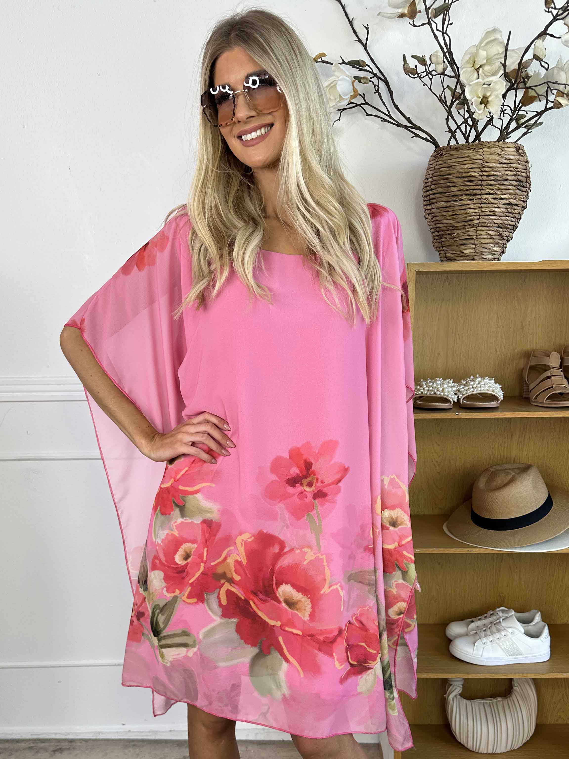 Mirabella - Tunikaklänning med chiffonglager och underkjol i viskos